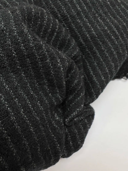 Wool fabric - black with fine stripes 240 g/m²