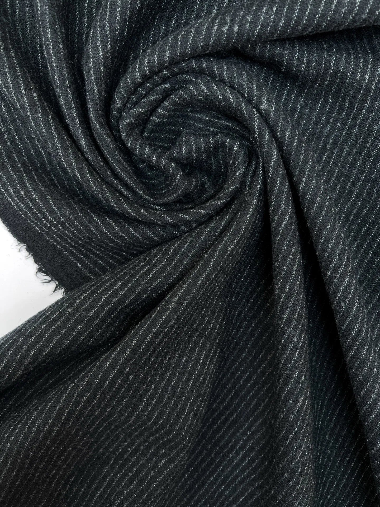 Wool fabric - black with a fine stripe 240 g/m²