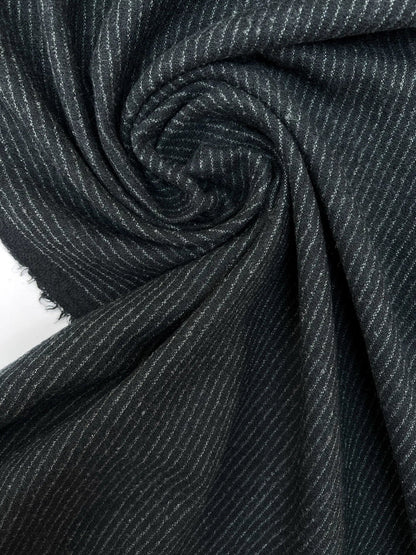 Wool fabric - black with a fine stripe 240 g/m²