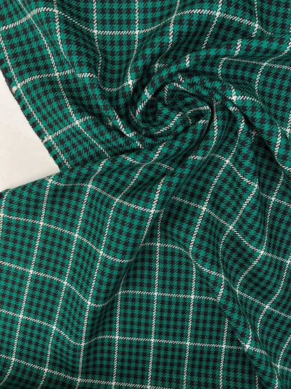 Wool tweed - green checkered 400 g/m²