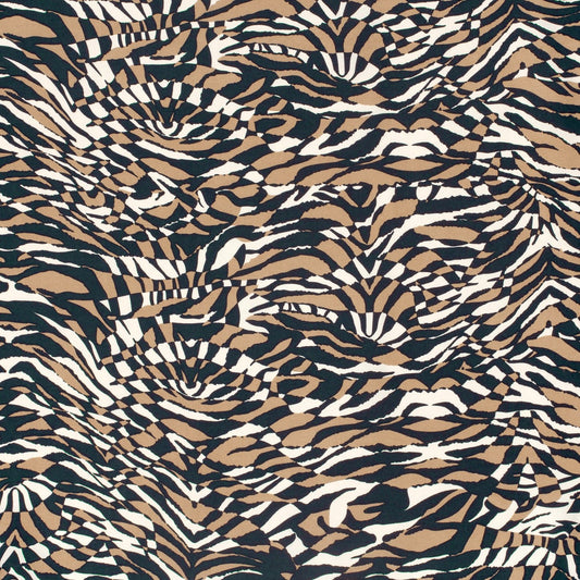 Image with rayon fabric - brown zebra pattern 125 g/m² – available at Šarlotes audumi