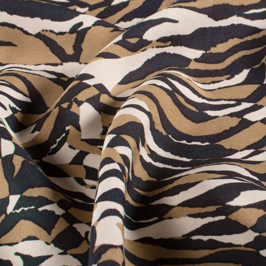 Image of viscose fabric - brown zebra pattern 125 g/m² – available at Charlotte's Fabrics