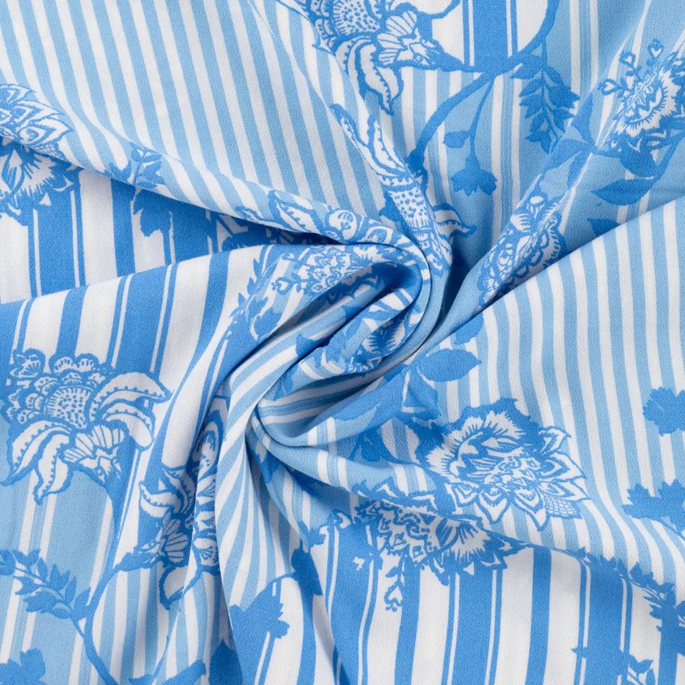 Viscose fabric - line and leaf pattern 130 g/m²