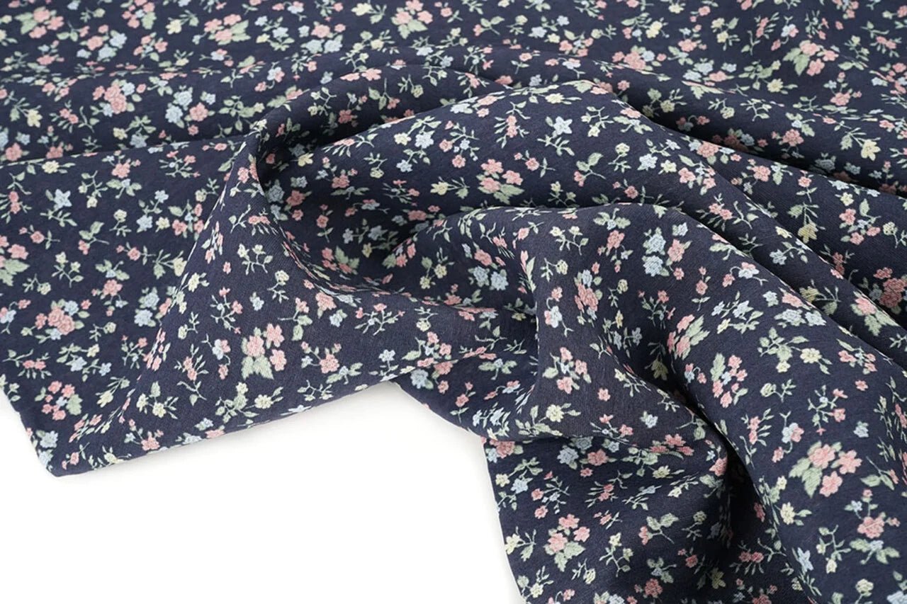 Image of viscose fabric - delicate flowers 80 g/m² – available at Šarlotes audumi