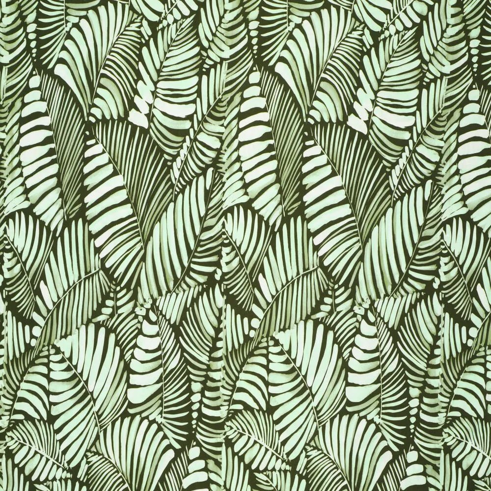 Viscose fabric - green leaves 135 g/m²