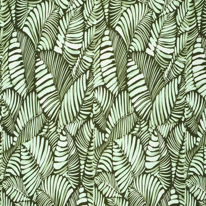 Viscose fabric - green leaves 135 g/m²