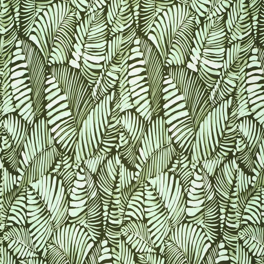 Viscose fabric - green leaves 135 g/m²