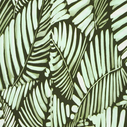 Viscose fabric - green leaves 135 g/m²