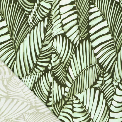 Viscose fabric - green leaves 135 g/m²