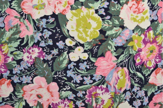 Viscose fabric - flowers 100 g/m²