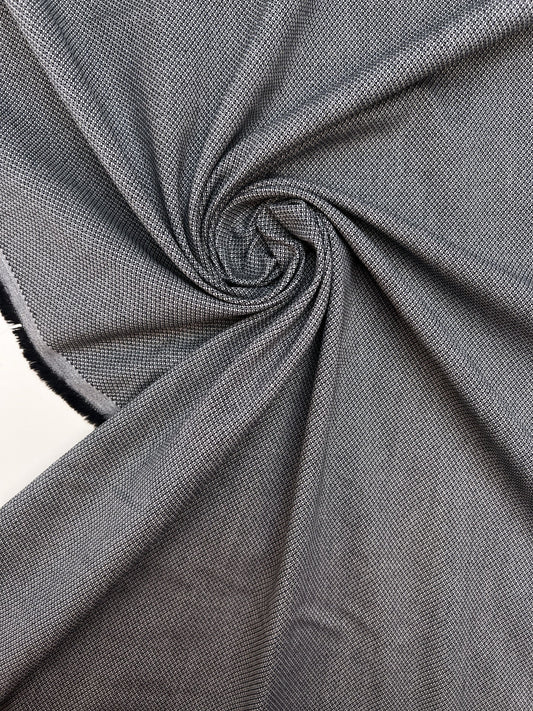 Image of gray jacquard cotton fabric with elastane – Italy – available online at Šarlotes Fabrics