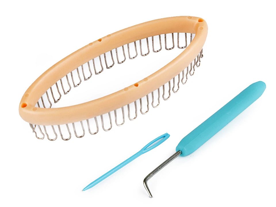 Image of a sock knitting loom set (loom) – available at Charlotte’s Fabrics