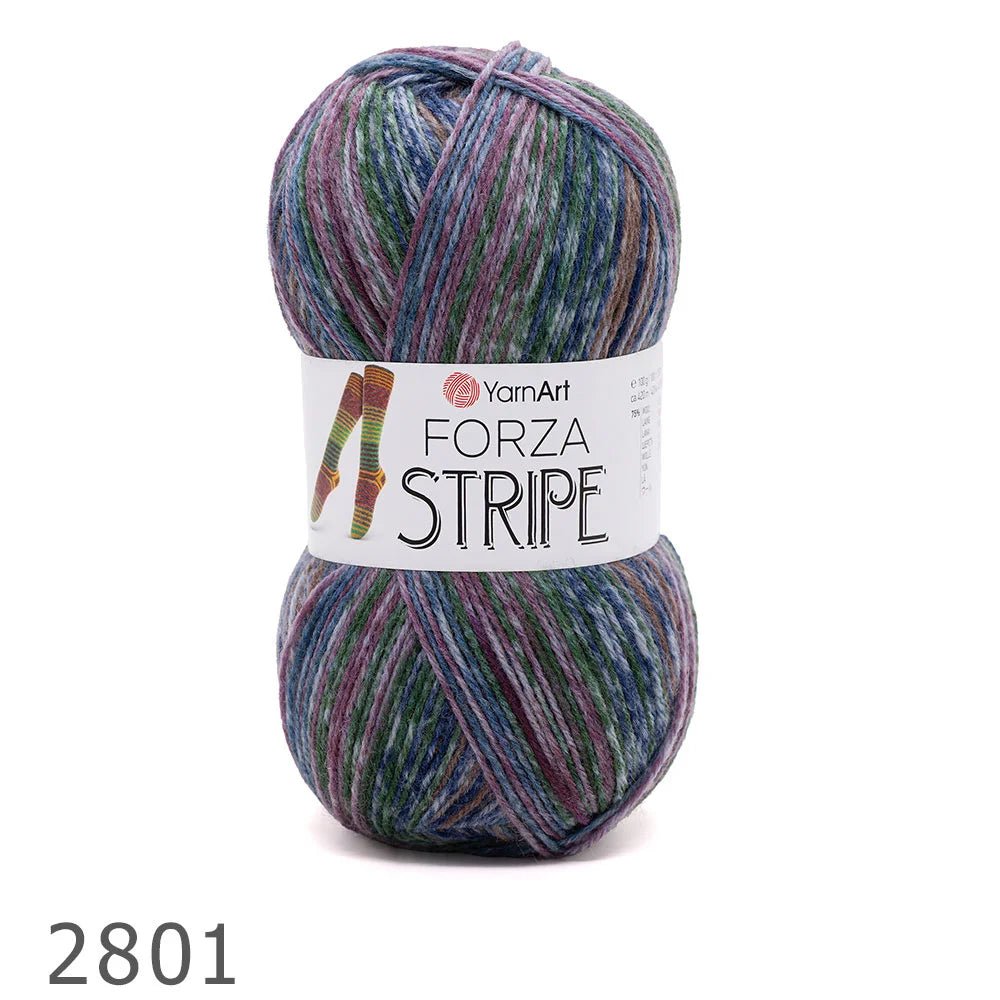 Włóczka skarpetkowa z wełną YarnArt Forza Stripe – 100 g / 420 m – dostępne online w sklepie Tkaniny u Szarloty