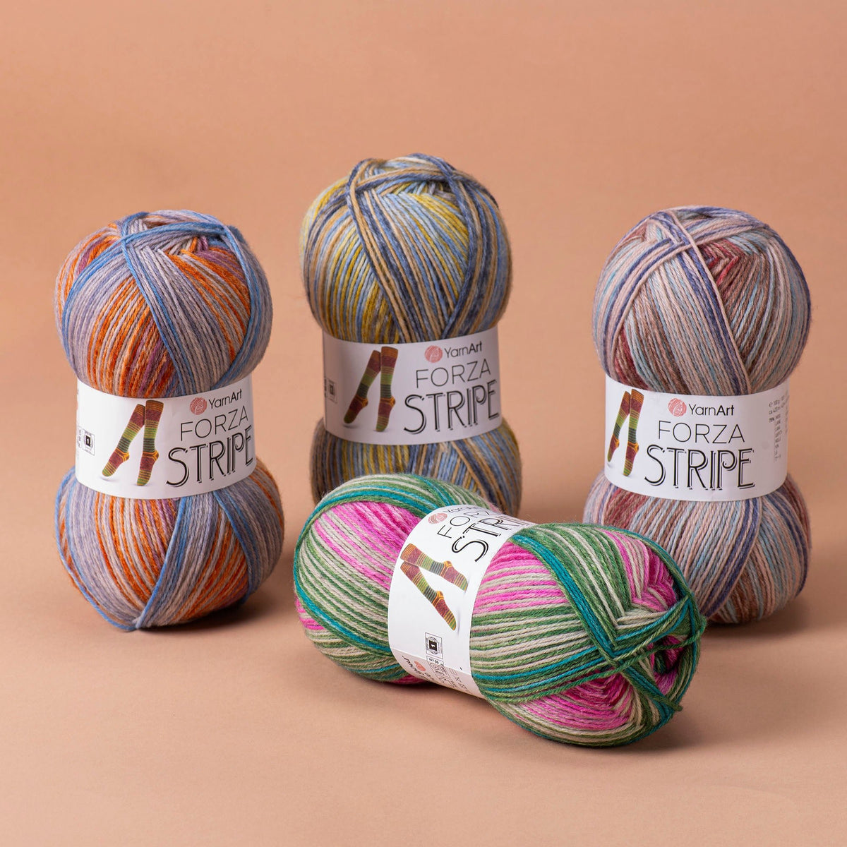 Włóczka skarpetkowa z wełną YarnArt Forza Stripe – 100 g / 420 m – dostępne online w sklepie Tkaniny u Szarloty