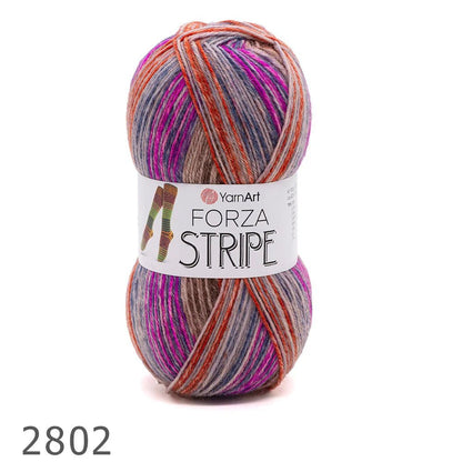 Włóczka skarpetkowa z wełną YarnArt Forza Stripe – 100 g / 420 m – dostępne online w sklepie Tkaniny u Szarloty