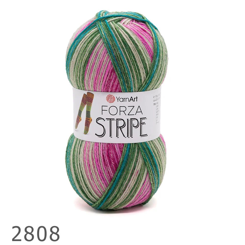 Włóczka skarpetkowa z wełną YarnArt Forza Stripe – 100 g / 420 m – dostępne online w sklepie Tkaniny u Szarloty
