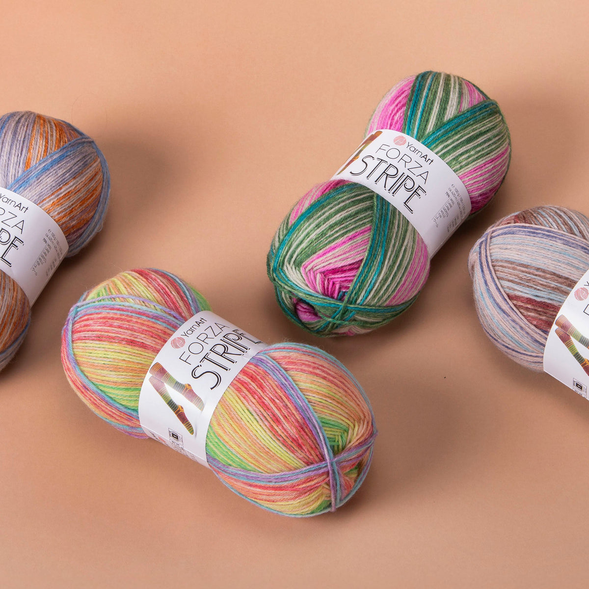 Włóczka skarpetkowa z wełną YarnArt Forza Stripe – 100 g / 420 m – dostępne online w sklepie Tkaniny u Szarloty