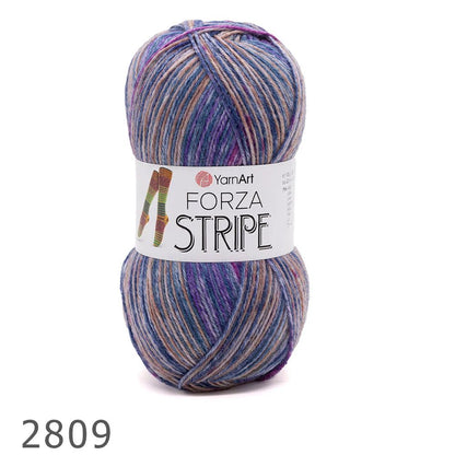 Włóczka skarpetkowa z wełną YarnArt Forza Stripe – 100 g / 420 m – dostępne online w sklepie Tkaniny u Szarloty