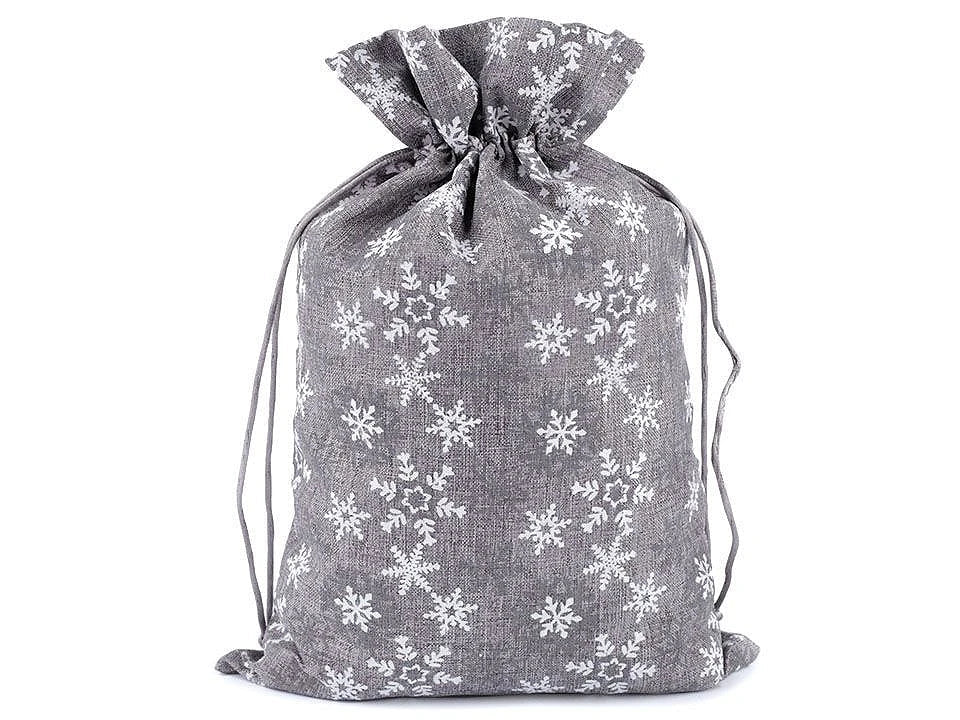 Attēls z woreczkiem na prezenty świąteczne ze śnieżynkami 20 × 30 cm – dostępny online Šarlotes audumi
