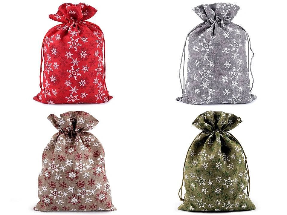 Attēls z woreczkiem na prezenty świąteczne ze śnieżynkami 20 × 30 cm – dostępny online Šarlotes audumi