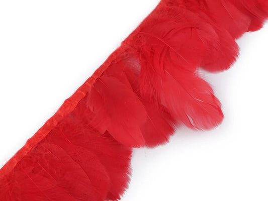 Image with goose feather trim ribbon - red (50 cm package) – available at Charlotte's Fabrics