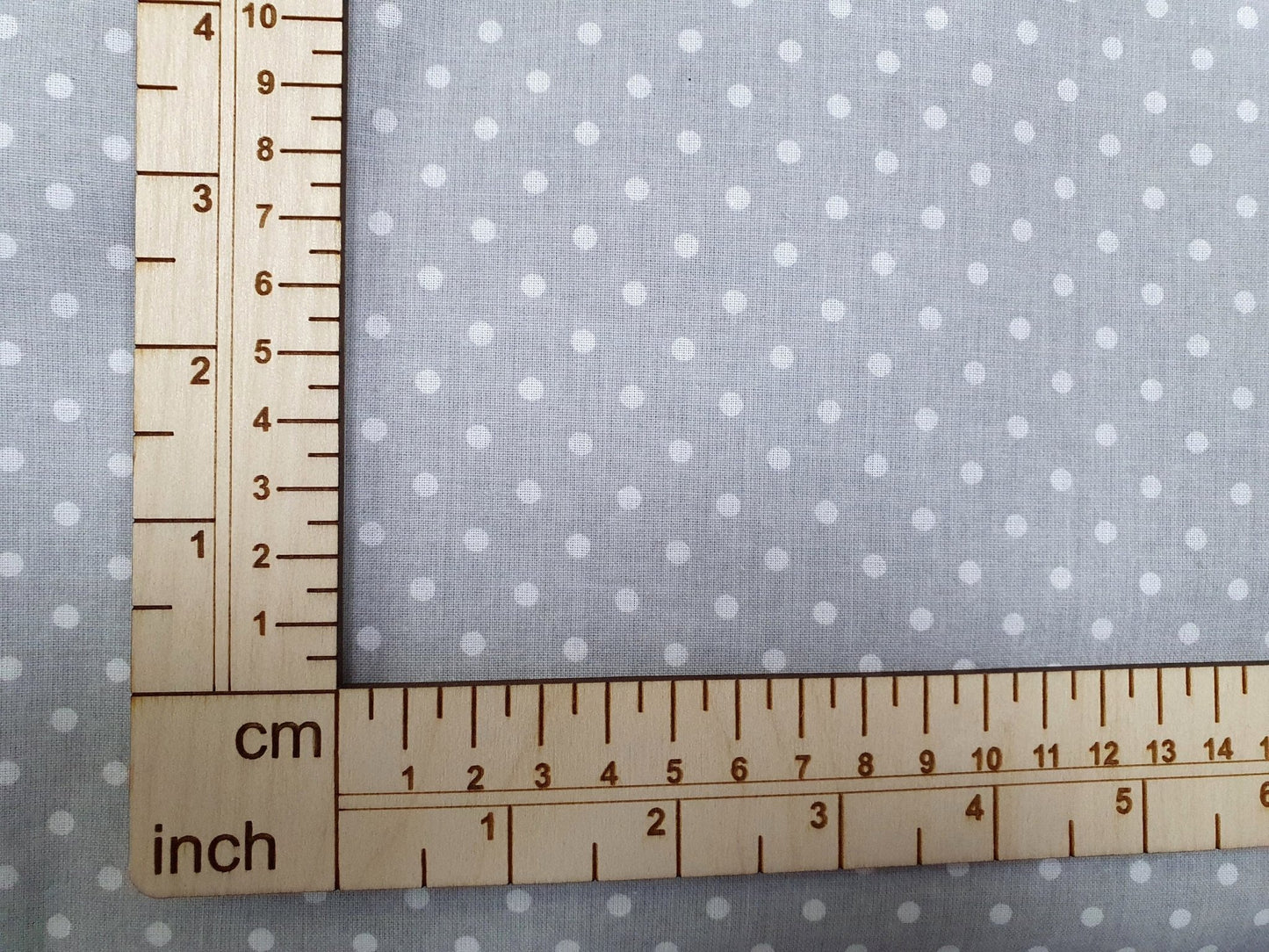 100% Cotton fabric-white polka dots on a gray background (4 mm) 130 g/m²