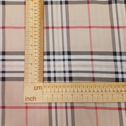 100% bawełniana tkanina w kremową kratę 130 g/m²