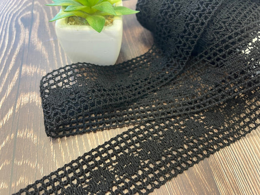100% Cotton lace-4 cm black