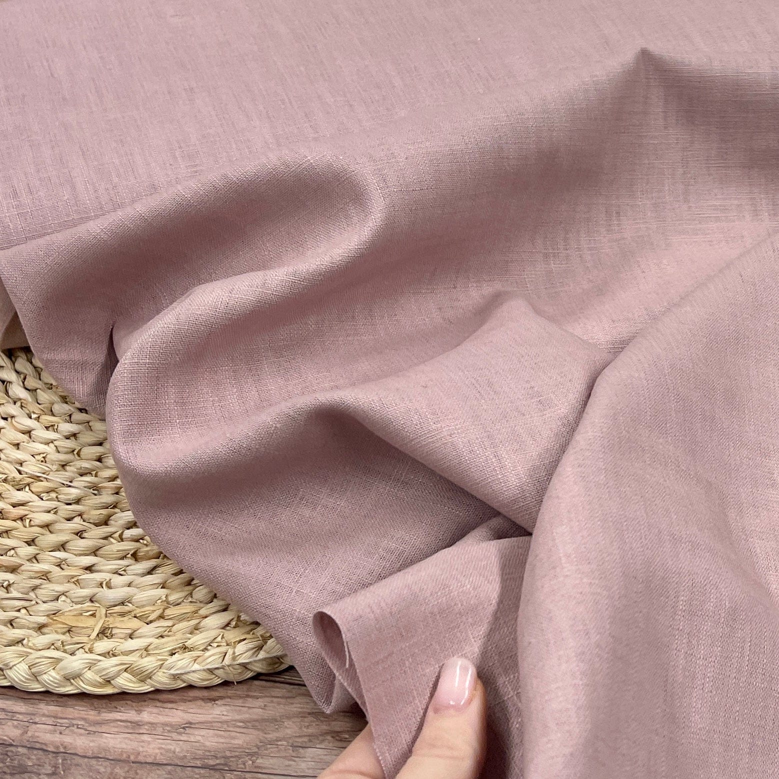 100% linen fabric - powder pink 230 g/m²