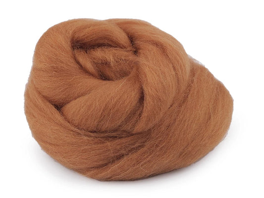 100% MERINO wool for felting (carded) - brown cognac shade 20g #42