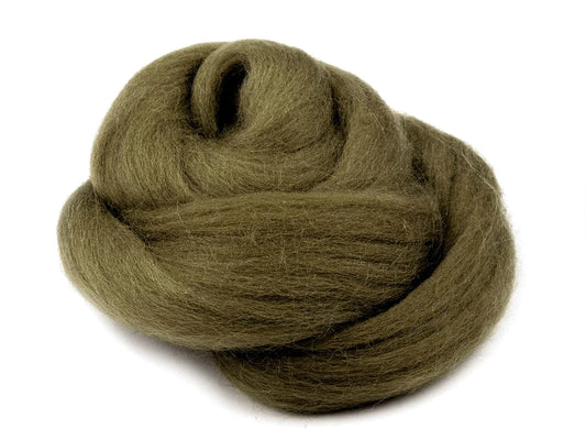 100% merino wool for felting (carding sliver) - moss green 20g #41
