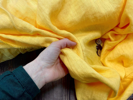 100% softened linen, lemon yellow 205 g/m²