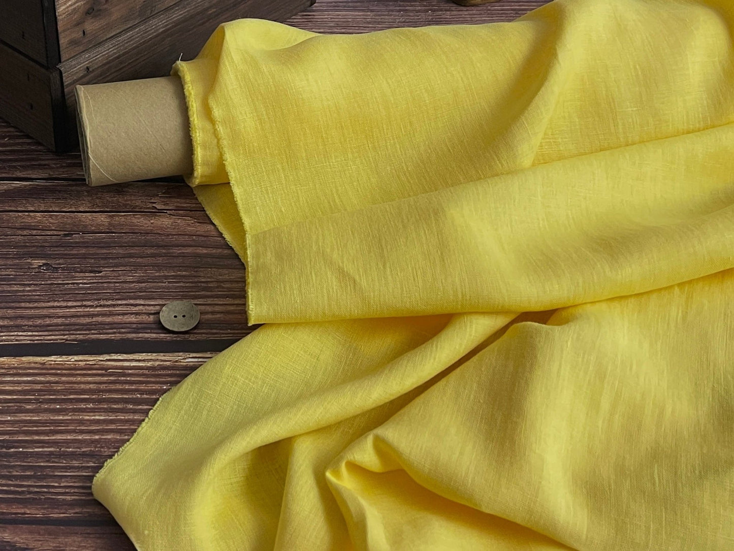 100% softened linen, lemon yellow 205 g/m²