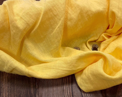 100% Softened linen, lemon yellow 205 g/m²