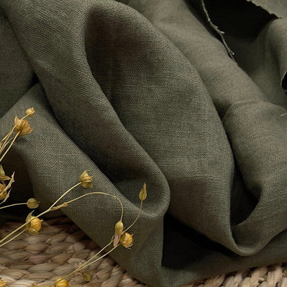 100% Softened linen, khaki 205 g/m²