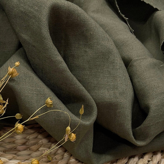 100% Softened linen, khaki 205 g/m²