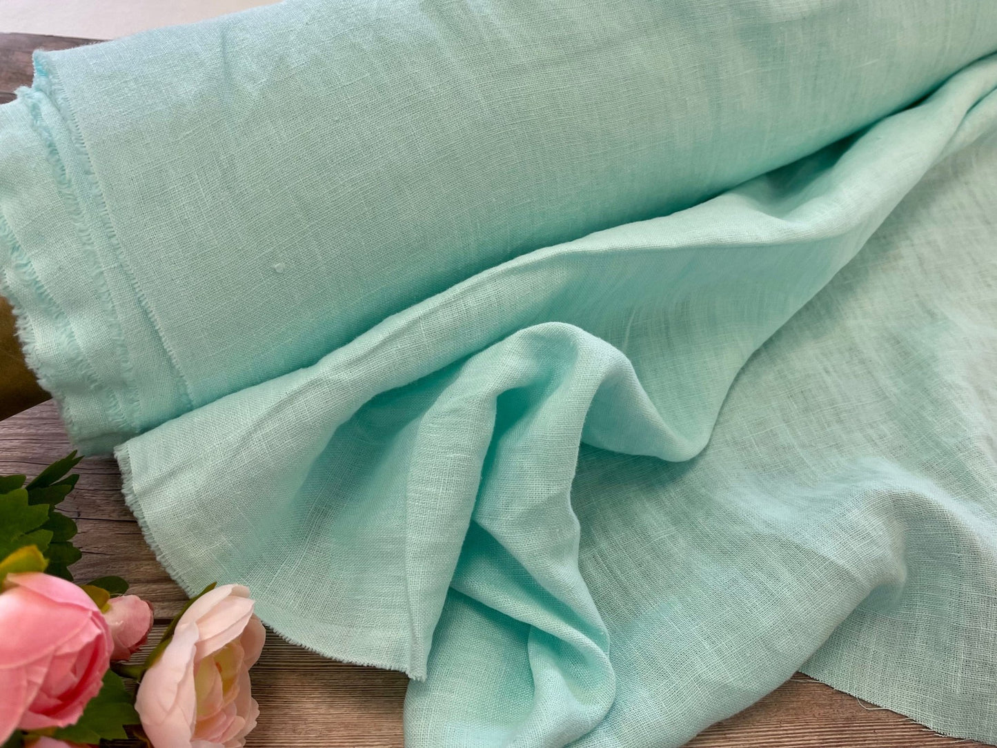 100% Softened linen-mint 205 g/m²