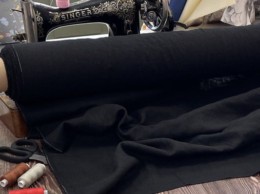 100% Softened linen-charcoal black 205 g/m²