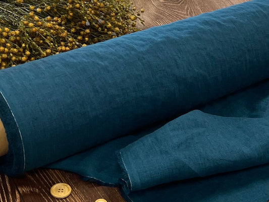 100% softened linen-ocean teal 205 g/m²