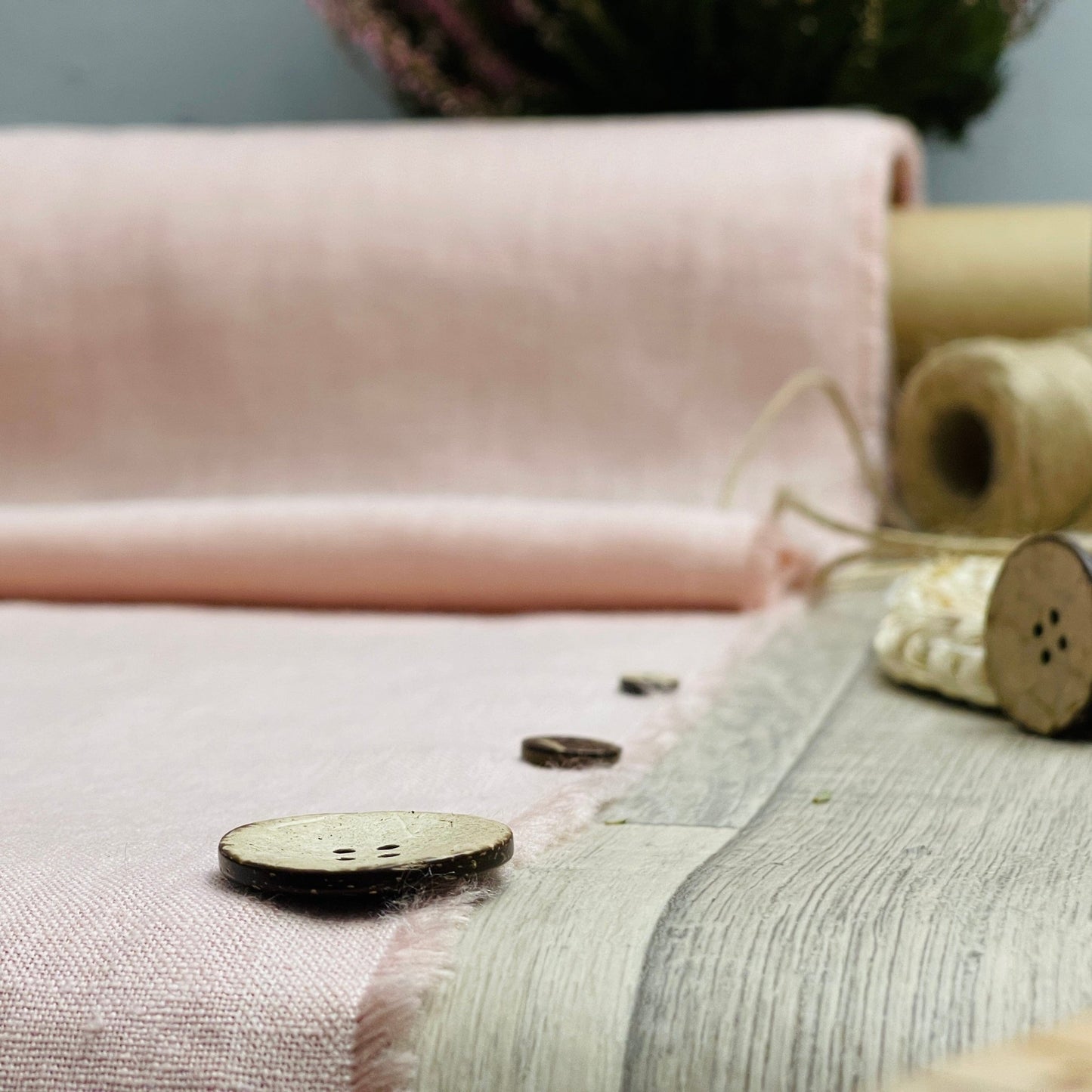100% Softened linen - powder pink 185 g/m²