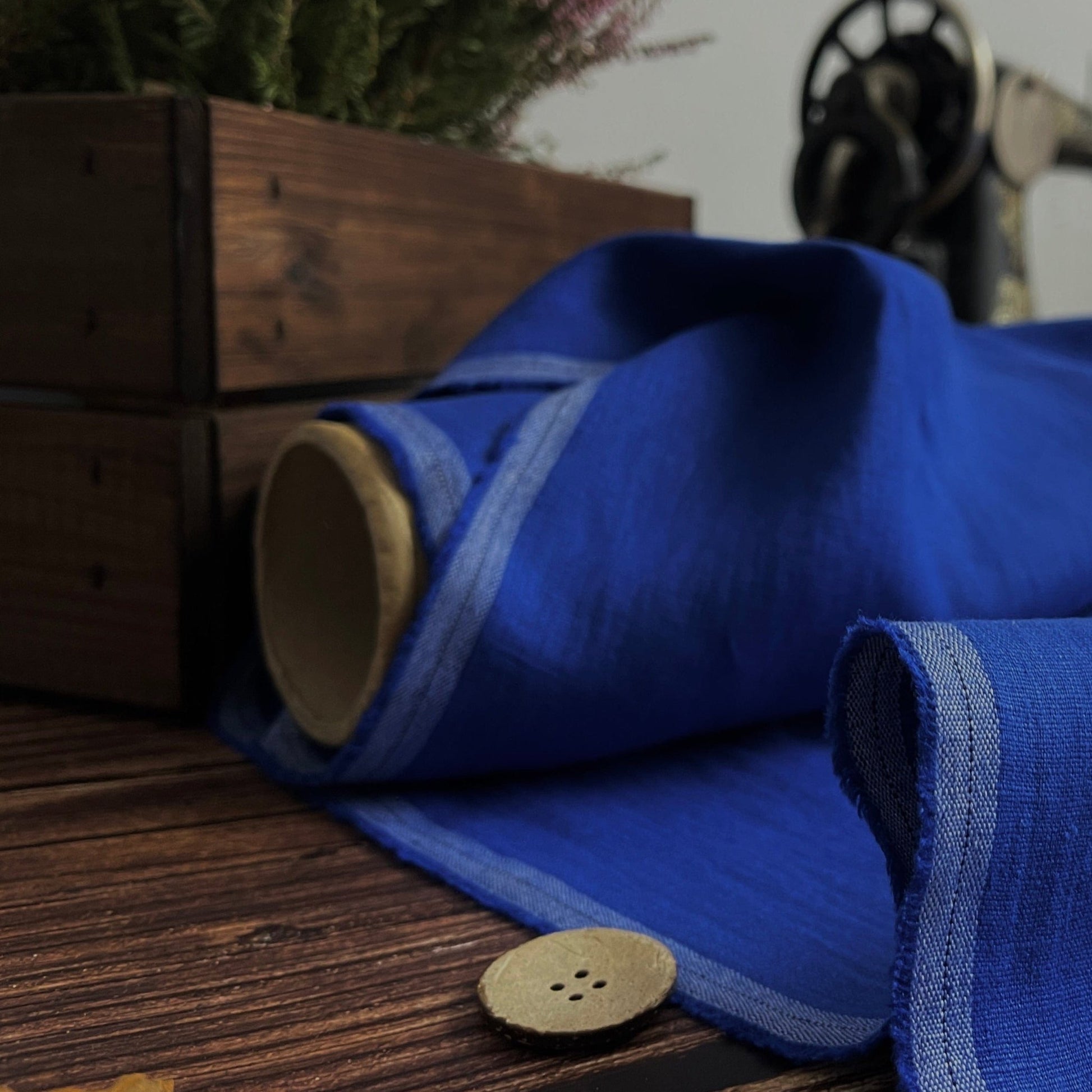 100% Softened linen-cornflower blue 205 g/m²