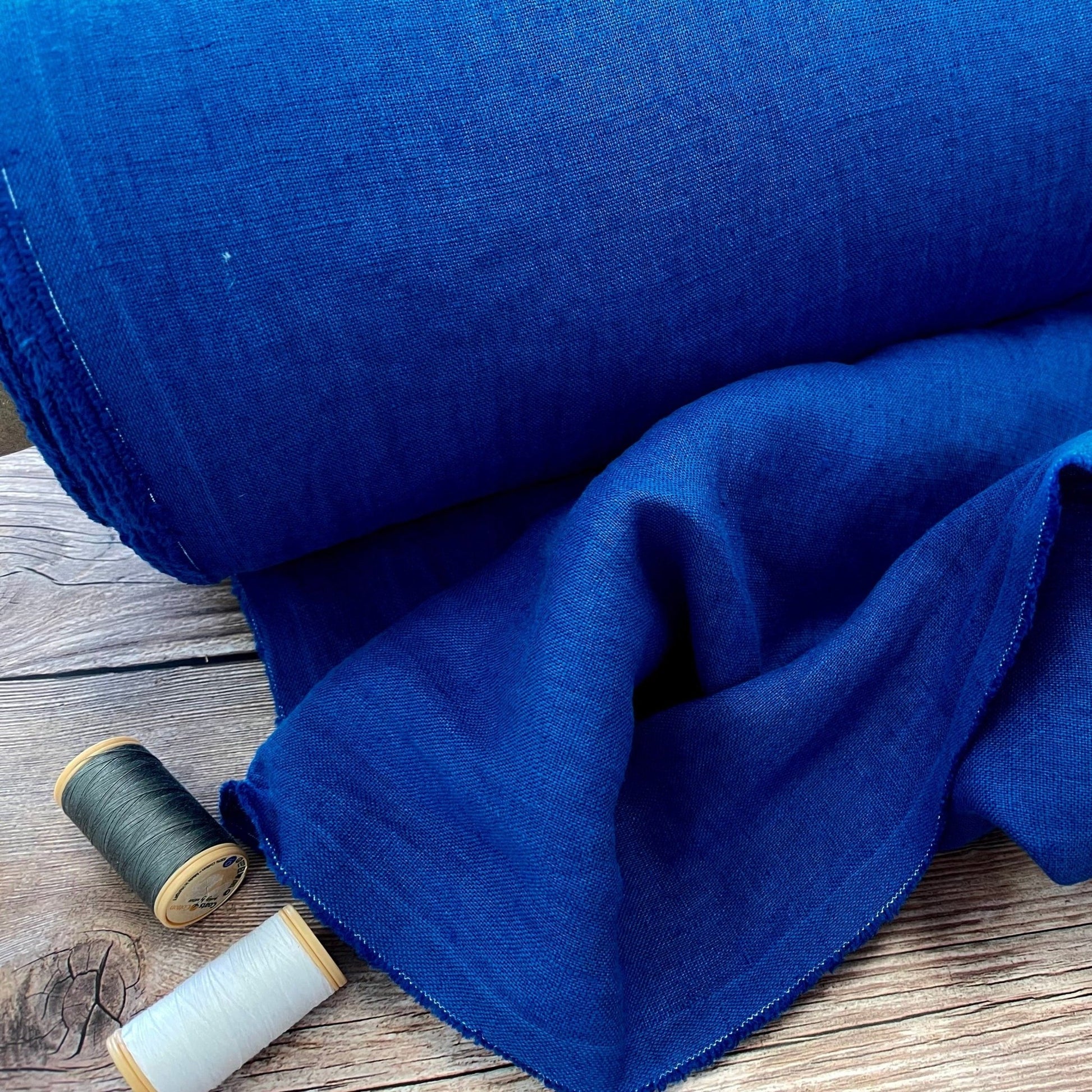 100% softened linen, cornflower blue, 205 g/m²