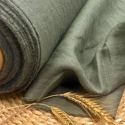 100% Softened linen-sage green 205 g/m²