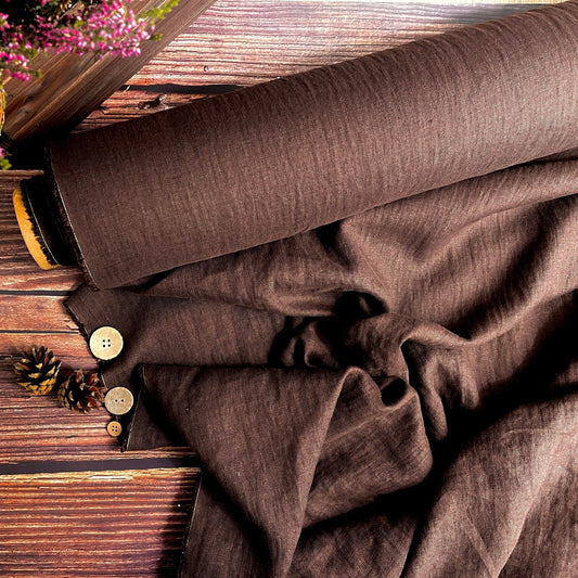 100% softened linen, chocolate brown 205 g/m²