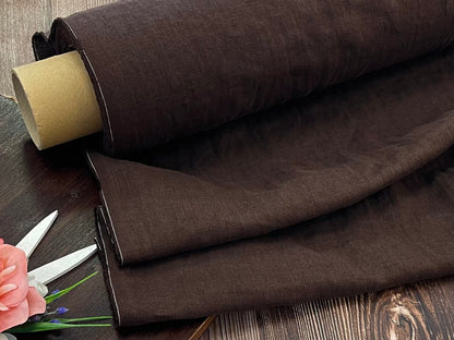 100% Softened linen - chocolate brown 205 g/m²