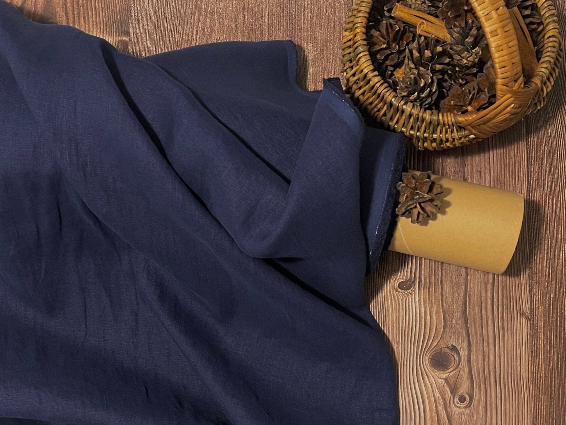 100% softened linen-dark blue 205 g/m²