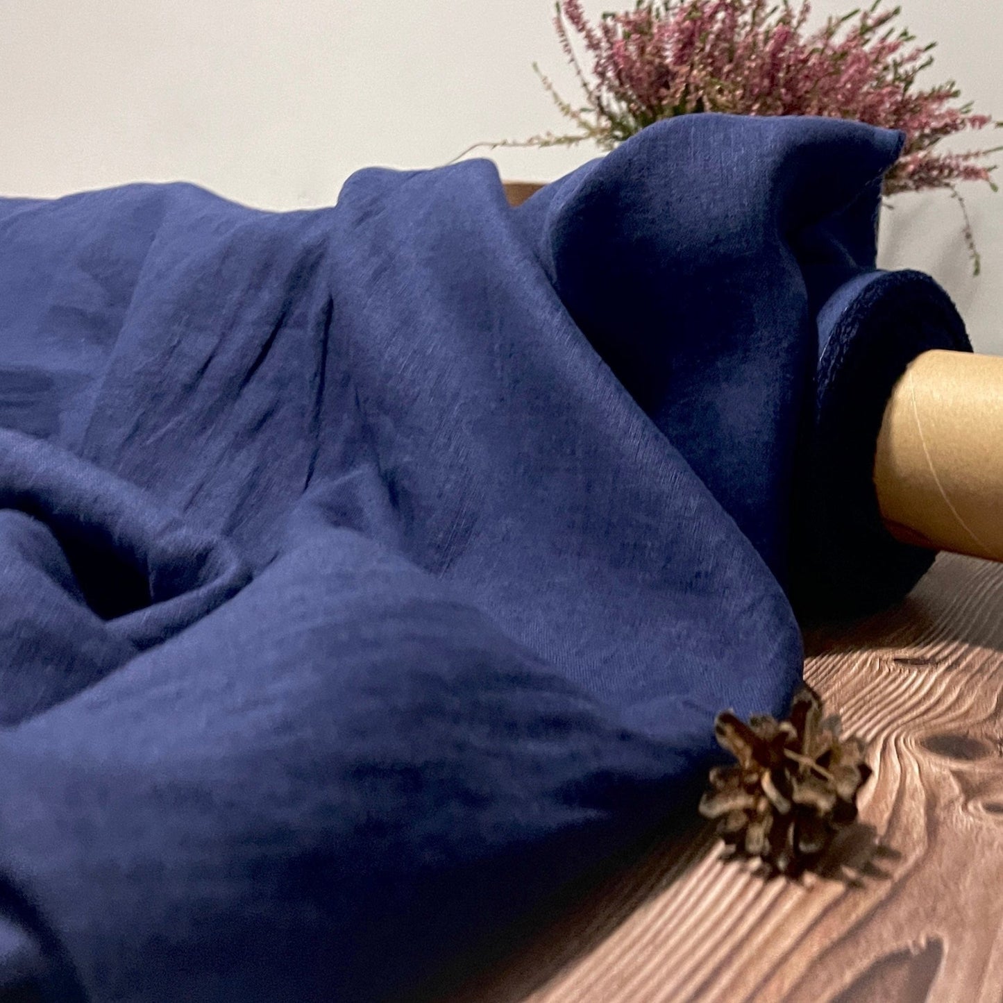 100% Softened linen-dark blue 205 g/m²
