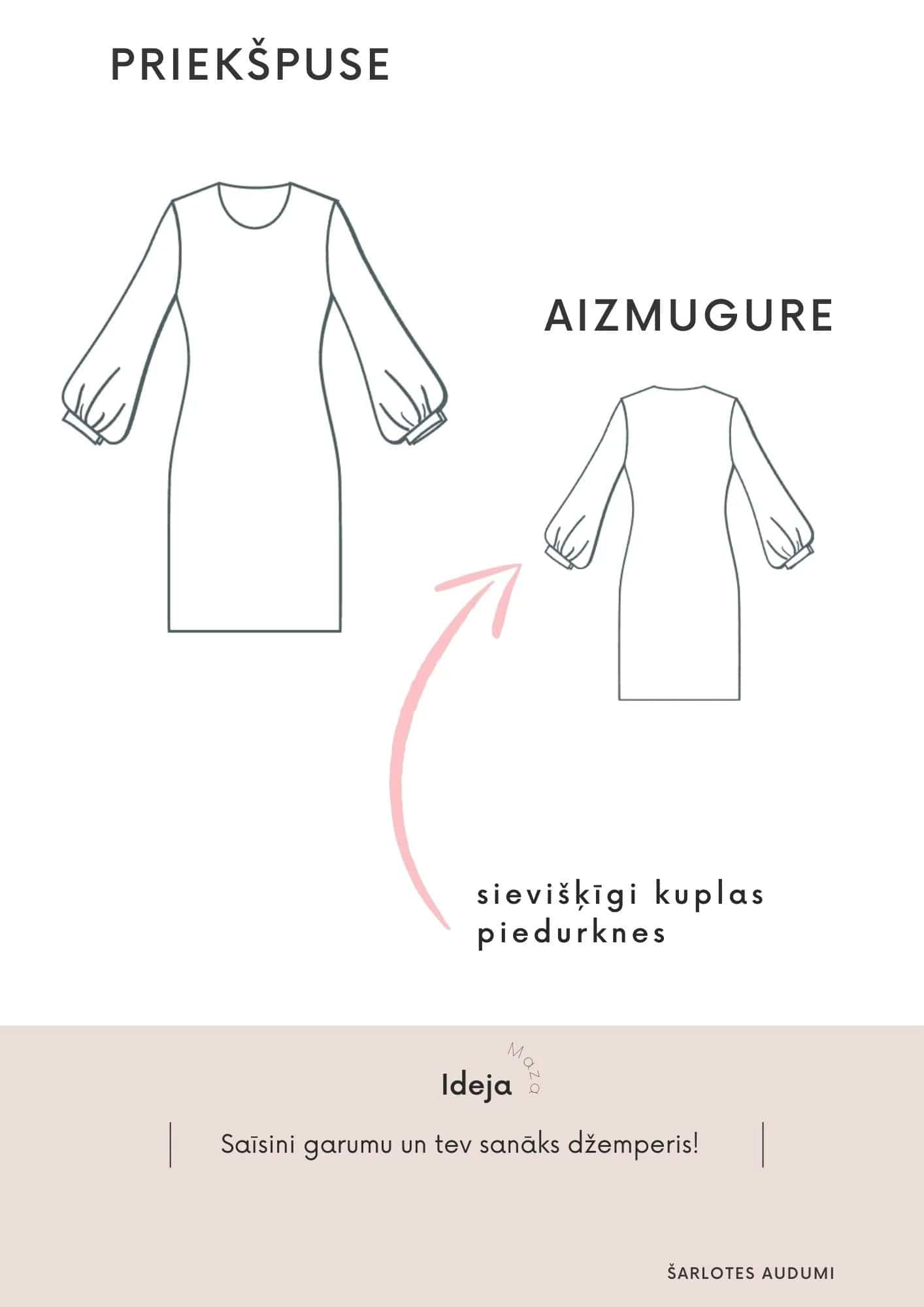 Digital sewing pattern - sweatshirt dress with puff sleeves