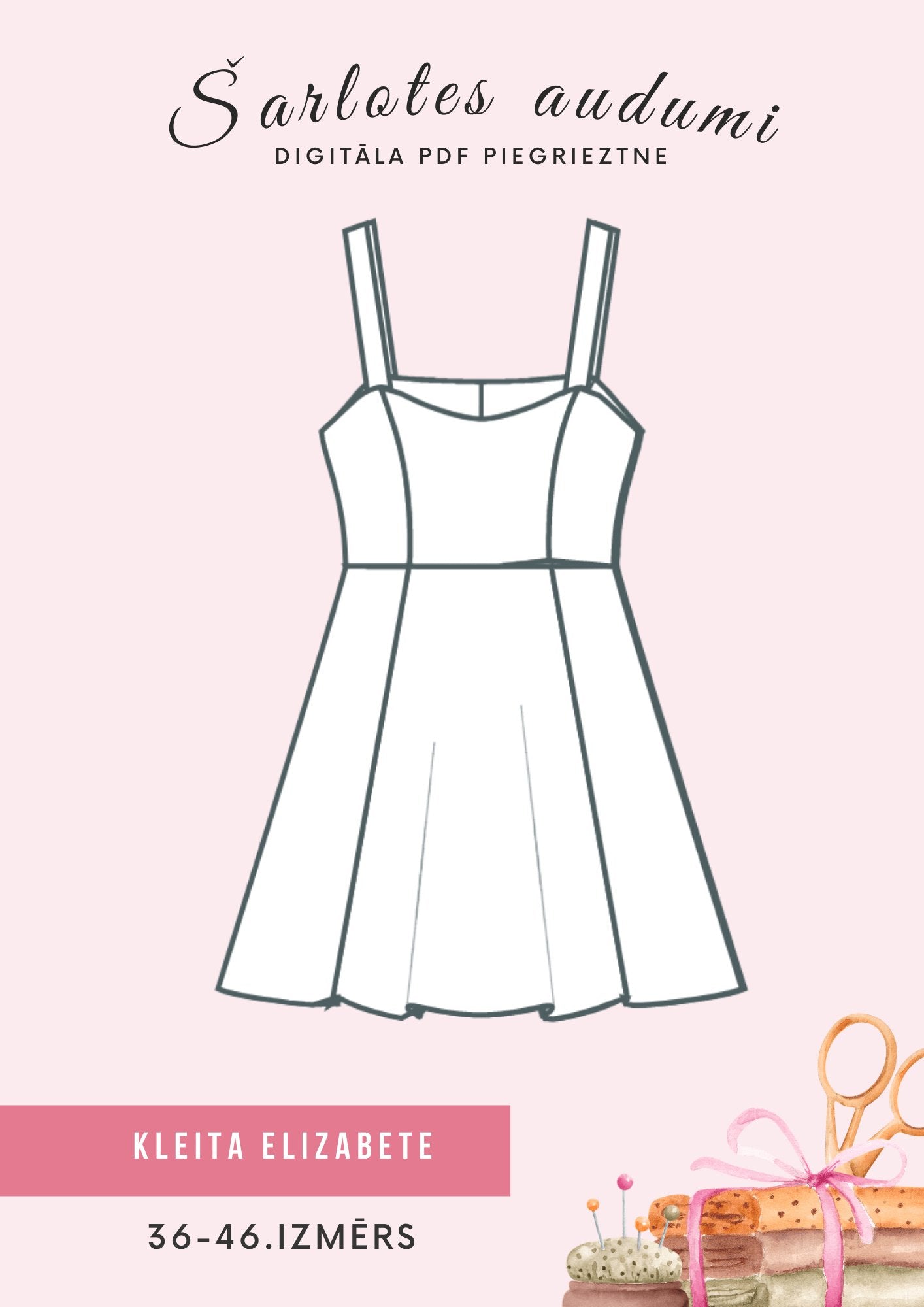 Digital dress pattern Elizabete