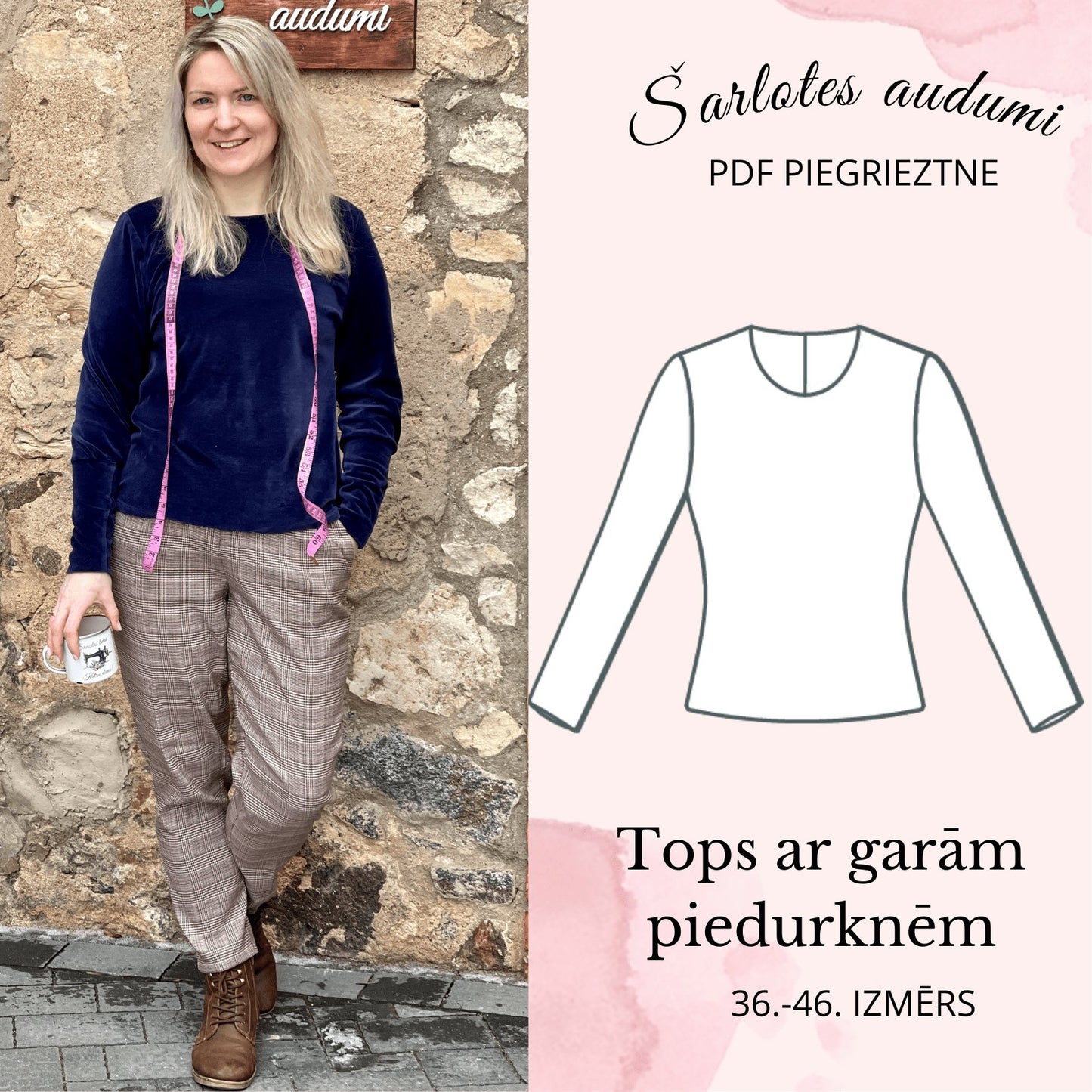 Digital pattern-Long-sleeved top